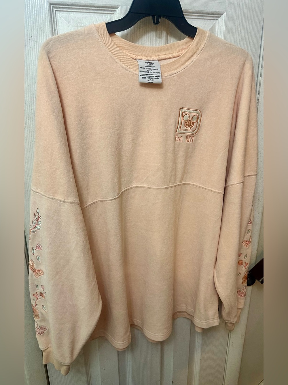 Disney Spirit Jersey in Peach with Embroidered Flowers & Ears Details